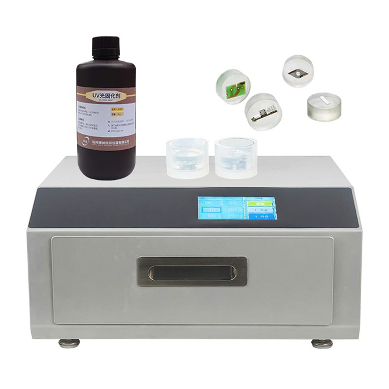 Máquina de montagem com cura por luz UV para amostras metalográficas